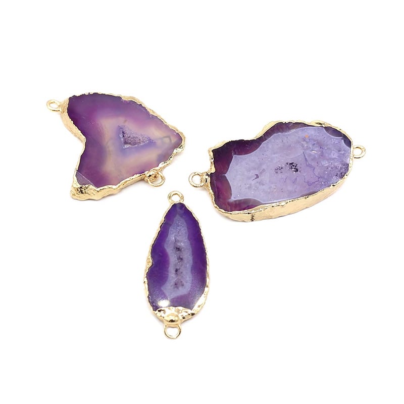 QSLLER 5 Pcs Natural Stone Connectors,Irregular Shape Natural Agate Pendant Charms DIY for Necklace or Jewelry Making (Mixed Colors) - Image 1